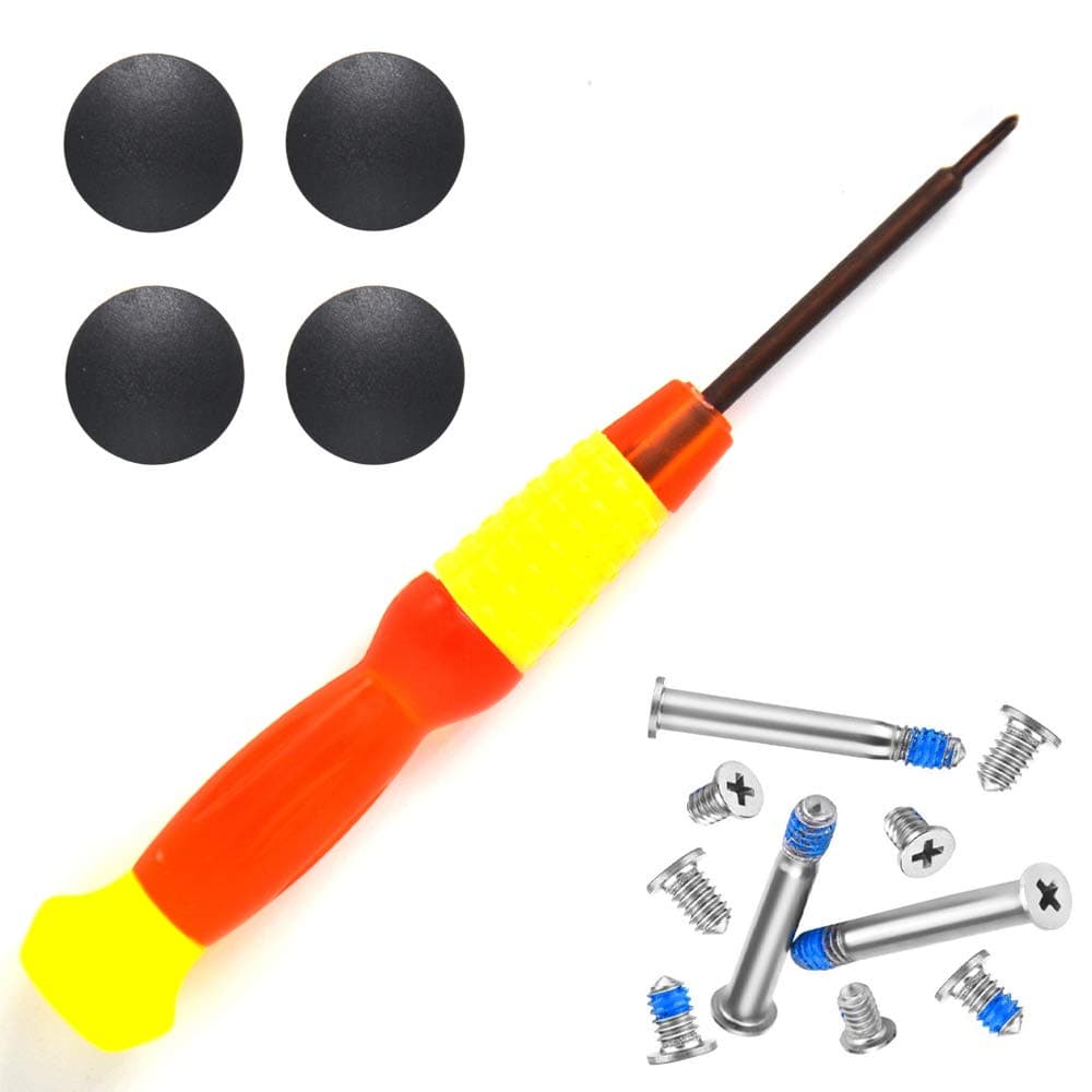 Padarsey 4 Pack Rubber Case Feet with Screws Screwdriver Kit Set Compatible for MacBook Pro A1278 A1286 A1297 13 15 17 (Not for Retina Display)