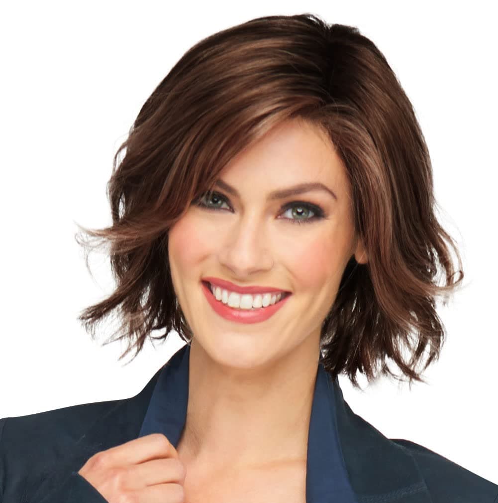 Raquel Welch AHEAD OF THE CURVE Sophisticated Mid-Length Layered Wig by Hairuwear, Average Cap Size, R829S+ Glazed Hazelnut