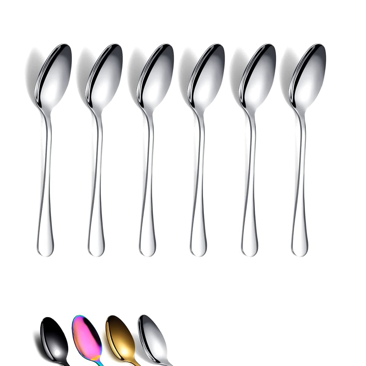 Berglander Teaspoons 6.5" Set of 6, Stainless Steel Shiny Polish Tea Spoons Silverware, Tea Spoon Small Dessert Spoon Teaspoon Sturdy And Easy To Clean Dishwasher Safe