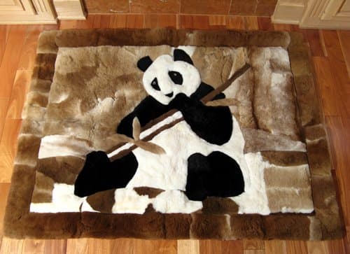 Panda with Bamboo Design Alpaca Area Rug