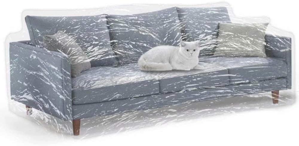 KEBE Clear Thicker Couch Cover for Pets, Heavy Duty Cat Scratch Sofa Cover for Protection Against Cat Dog Clawing, Waterproof Plastic Shield Covers for Couch, Sofa Slipover for Storage and Moving