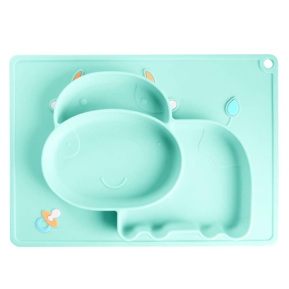 iSolem Baby Suction Plate, Baby Feeding Mat & Silicone Placemat w/Non Slip Suction Bottom for Baby Self-Feeding on Highchair and Travel Feeding