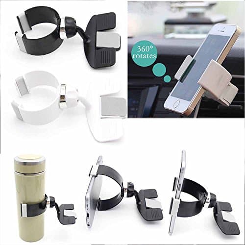 Car Mount, 360 Rotating Flexible Car Mount Cell Phone Holder Stand, Convenient Cellphone Holder for iPHone 6 6s 6 Plus, Samsung S6 S6 Edge and Other Smartphones (White)