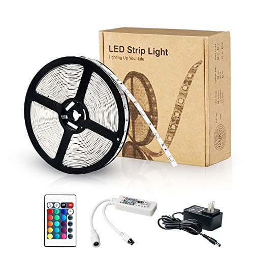 Konxie Smart WiFi RGB Strip Light Compatible with Alexa/Google Assistant, RGB 5050 16.4ft LED Lights with WiFi Controller/24 Key Remote Controller/DC Power Supply, Multicolor TV/Computer Backlight