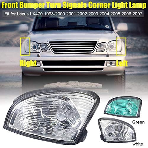 Lovelychica 2PCS Front Bumper Turn Signals Corner Light Lamp Corner Marker Lights Lamps Replacement Fit for Lexus LX470 1998-2000 2001 2002 2003 2004 2005 2006 2007