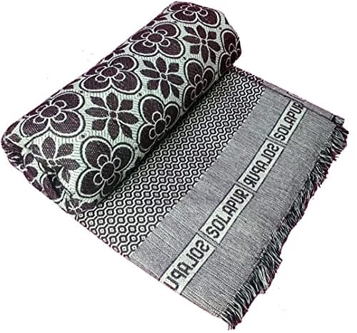 Cotonine Cotton, Single Size, Solapur Chaddar Blanket for Daily use, Brown Color, Pack of 1