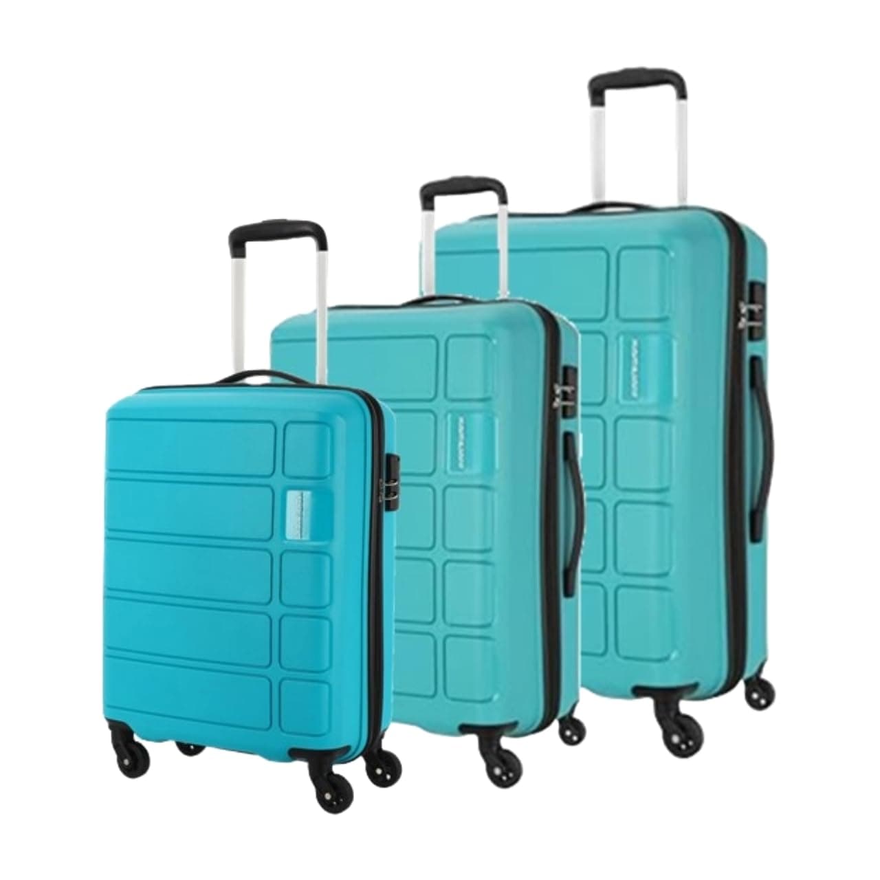 American Tourister Harrier | Trolley Bag Set of 3 (55+68+79cms) for Travel| Hard Case Polypropylene (PP) Suitcase | 360° 4-Wheel Luggage Trolley | Combination Lock | Coral Blue