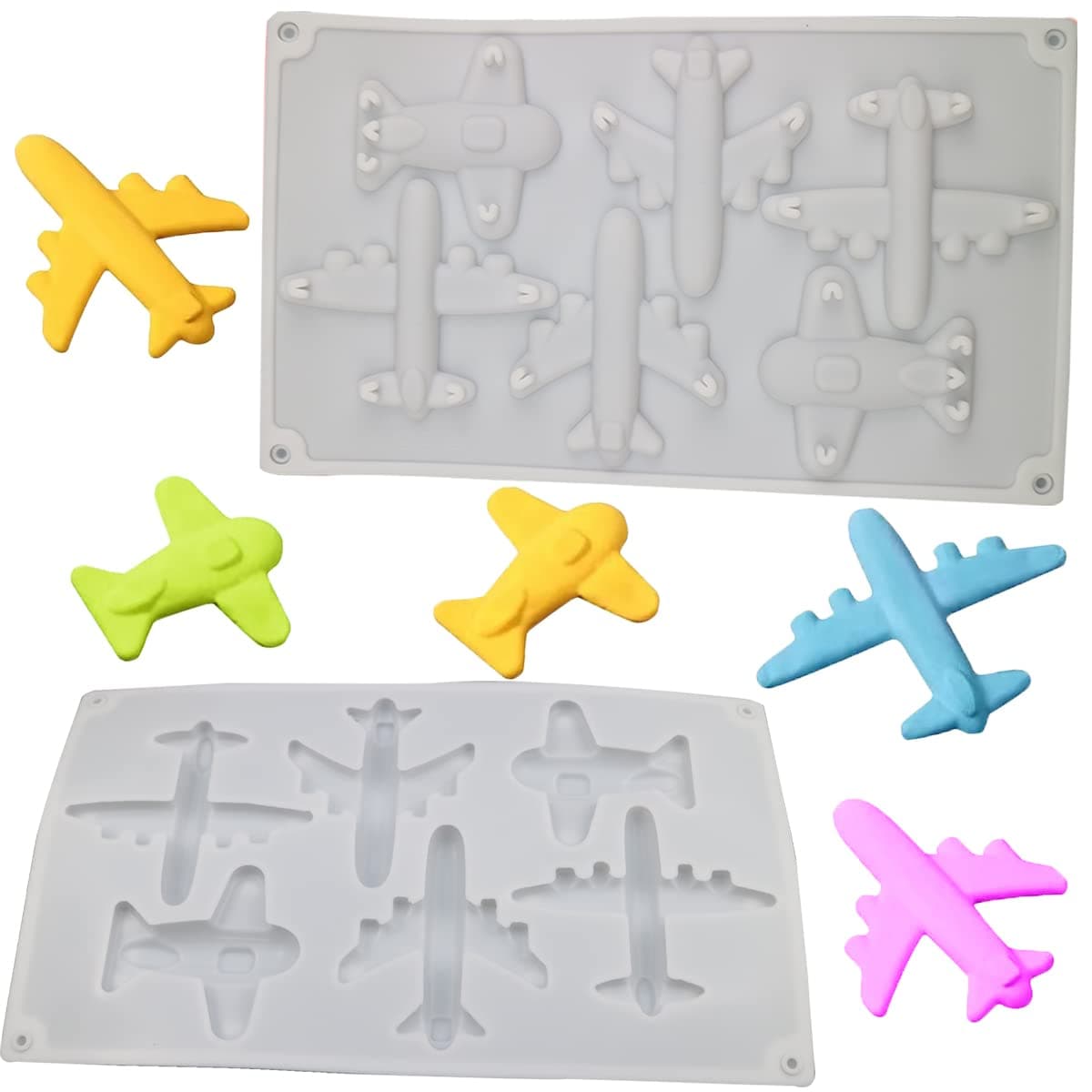 2 PACK 3D Airplane Chocolate Silicone Mold,Plane Aircraft Silicone Fondant Cake Mousse Mold for DIY Sugarcraft Cake Decorating Molds