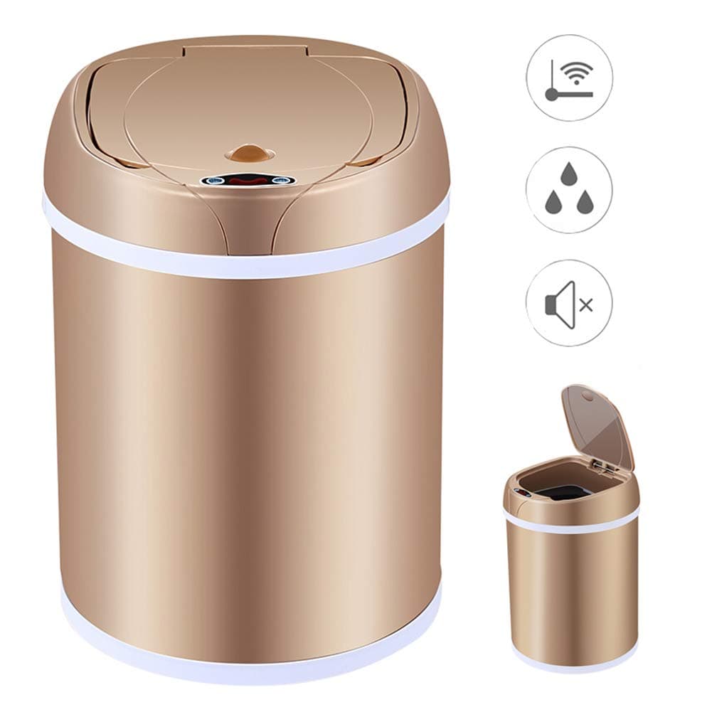 LHR Stainless Steel Smart Kitchen Trash Can,9 L Touchless Smart Trash Can Silent Anti-Fingerprint - for Kitchen Office Home