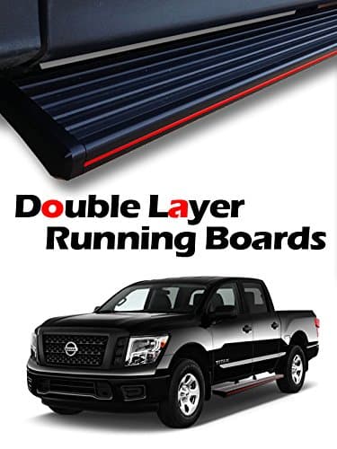 MPH Auto 5.5” Stylish Running Boards Custom Fit 04 05 06 07 08 09 10 11 12 13 14 15 16 17 2004-2017 Nissan Titan Crew Cab / 2016-2017 Nissan Titan XD Crew Cab; Black Side Step Bar (2pcs) mj-042-r