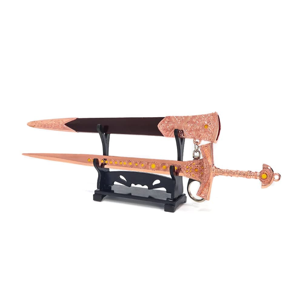 Elden Ring Replica Greatsword Colossal Kanata Knife Sword Spear Action Figures Toys Collection Gift Party Supplies Desk Decoration Backpack Pendant Gift (Miquellan Knight's Sword)