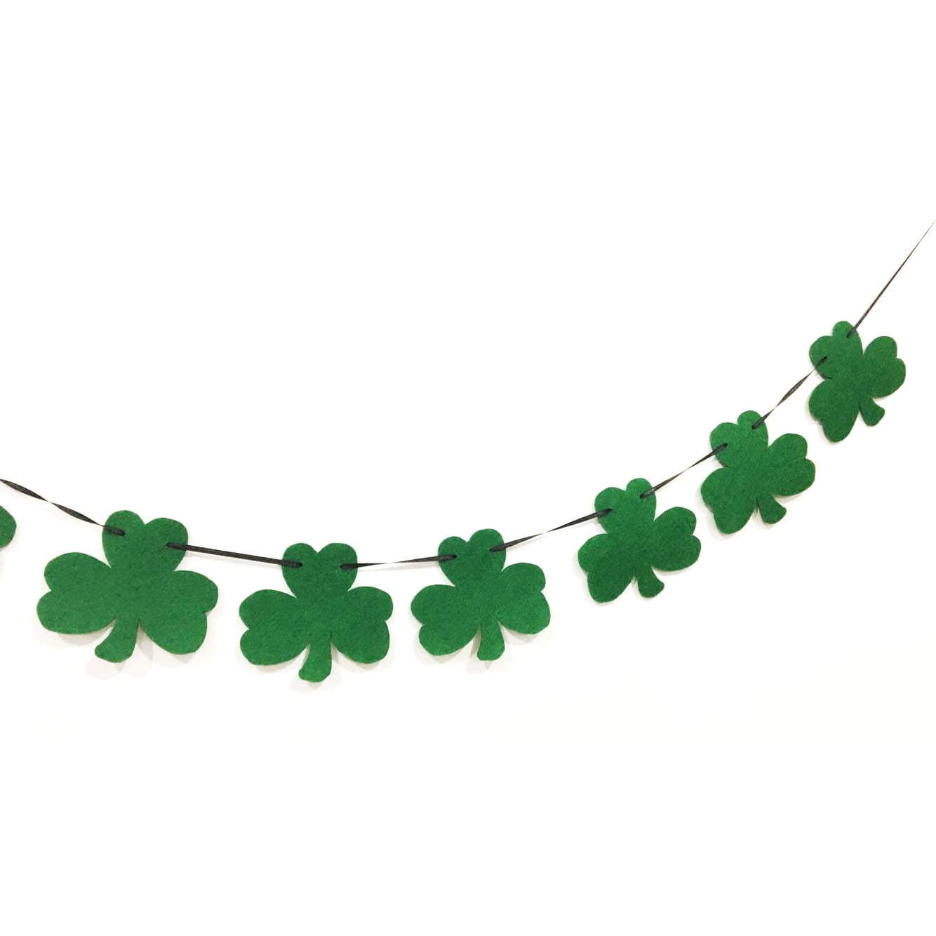 IDOXE Shamrock Clover Garland Ribbon Banner Green - St. Patrick 's Day Decorations Party Supplies Ornament