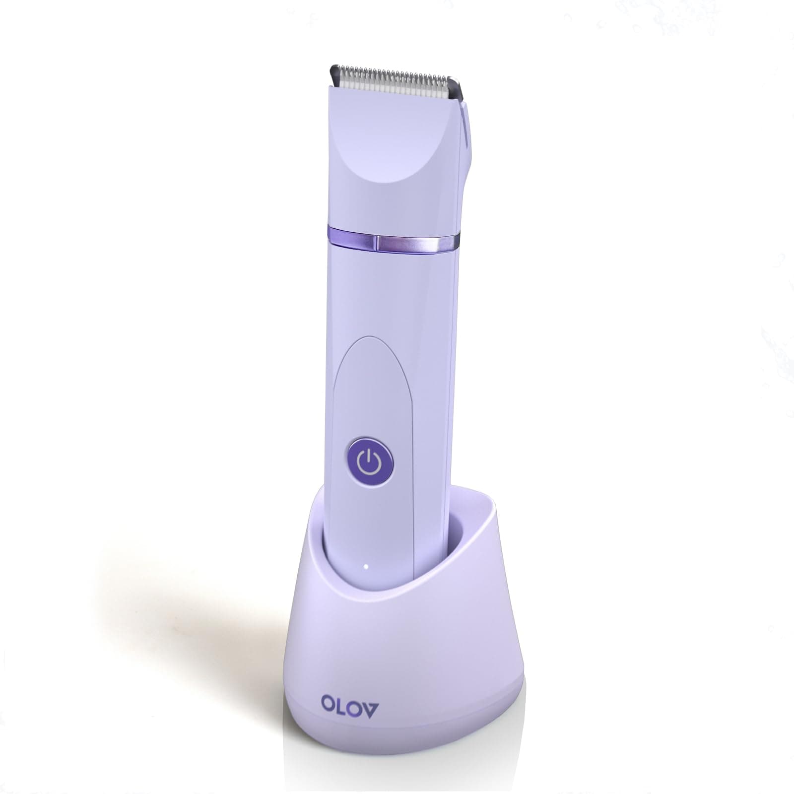 Electric Body Hair Trimmer - Groin Trimmer for Men - Bikini Trimmer Women - Wet/Dry Shaver Groomer, Replaceable Ceramic Blade Heads, USB Recharge Dock, Waterproof Hygiene Razor,Purple