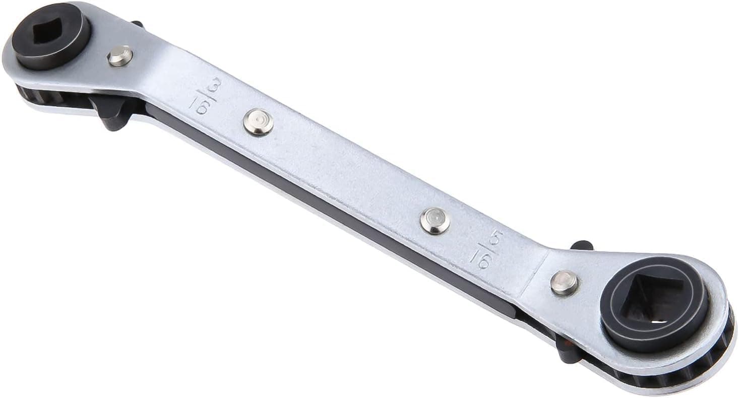 Ratchet Spanner Square 4-in-1 Ratchet Wrench, CT-122C Bend Wrench HVAC Service System Port Valve Flip Refrigeration