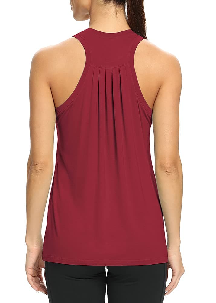 - Workout Tops for Women High Neck Racerback Tank Tops Loose Fit Athletic Yoga Shirts