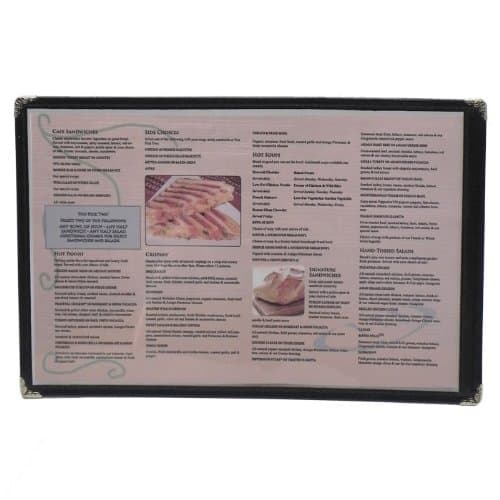 10-Pack Single Panel Café Menu Covers 5-1/2" × 8-1/2" - Black