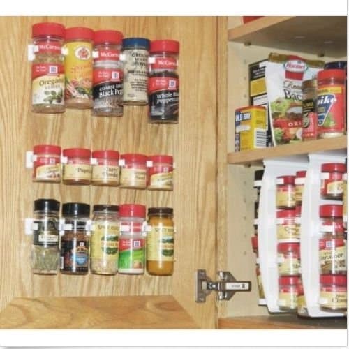Spice Gripper Clips Strips Cabinet Rack Organizer set of 4, holds 20 jars