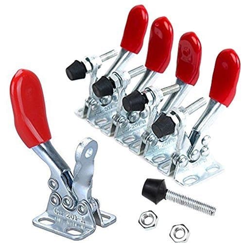 FASTROHY Heavy Duty Hand Tool Toggle Clamp Quick Release Tool Metal 60Lbs Holding Capacity Latch Anti-slip Red Horizontal Clamps (4 PCS)