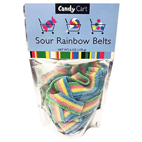 Candy Cart Sour Gummy Belts Candy Pouch 6oz (Sour Rainbow)