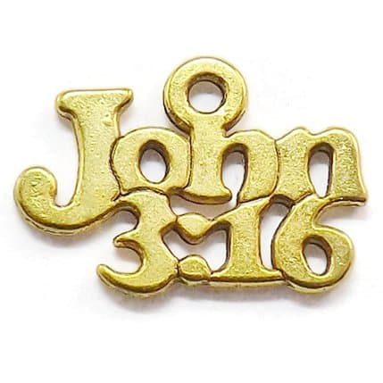 30 John 3:16 Charms Gold tone Christian Bible Verse