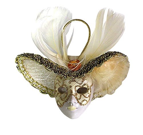Miniature Masquerade Venetian Mask Ornament with Hat/one Set of 100 Pieces (Gold)
