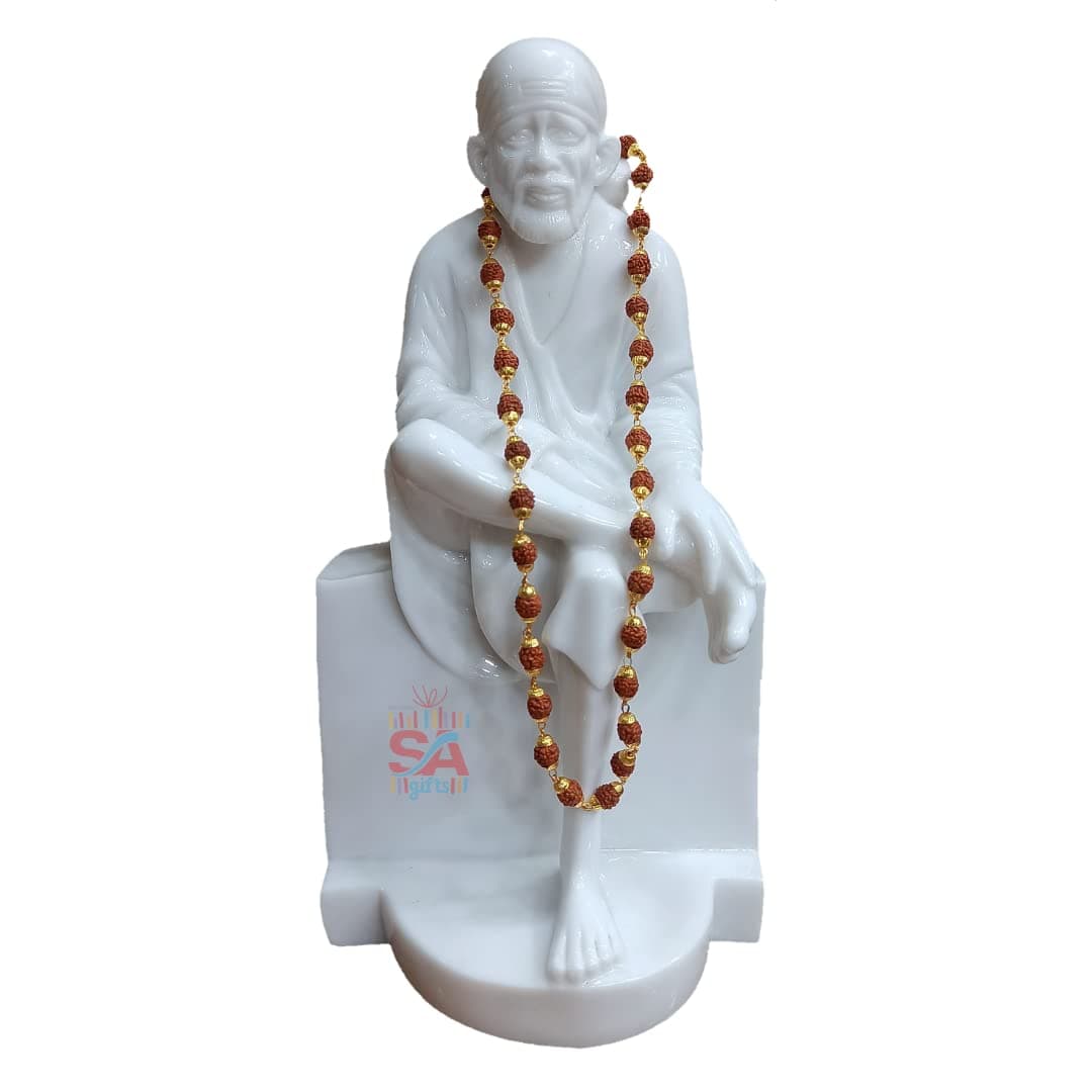 Sai Amrut Gifts Sai Baba marble Dust Statue Decorative Showpiece - 12" (Marble, White) - Home Decor