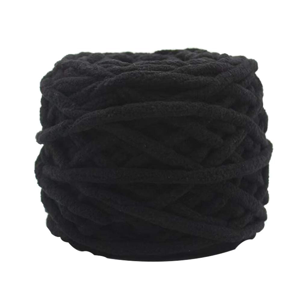 URNINAUKnitting Wool Soft Knitting Chunky Towelling Wool Ball Skein Scarf Yarn Pure Color Cute Black