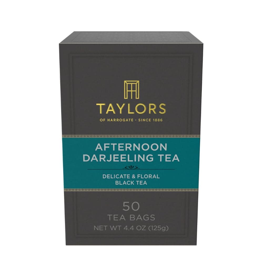 Taylors of Harrogate Afternoon Darjeeling, Black Tea, Pillow Bags 50 Count (Pack of 1), Delicate, Sweet & Floral, Caffeinated, Enjoy Hot or Iced, 50 Teabags
