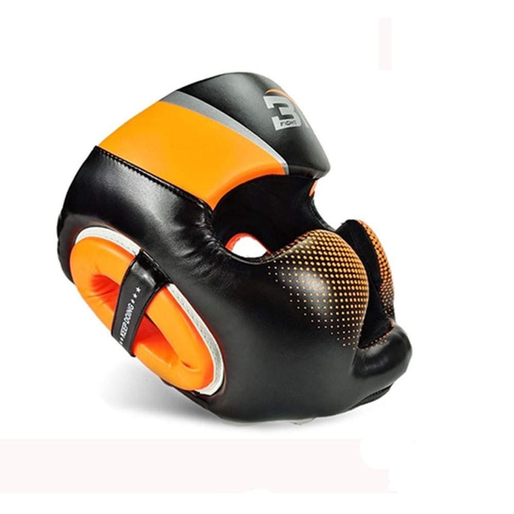 Boxing Headgear High Class Professional MMA Boxing Kickboxing Head Gear Boxing Helmet Head Guard Sparring Muay Thai Kick Brace Head Protection (Color : Orange, Size : XL)