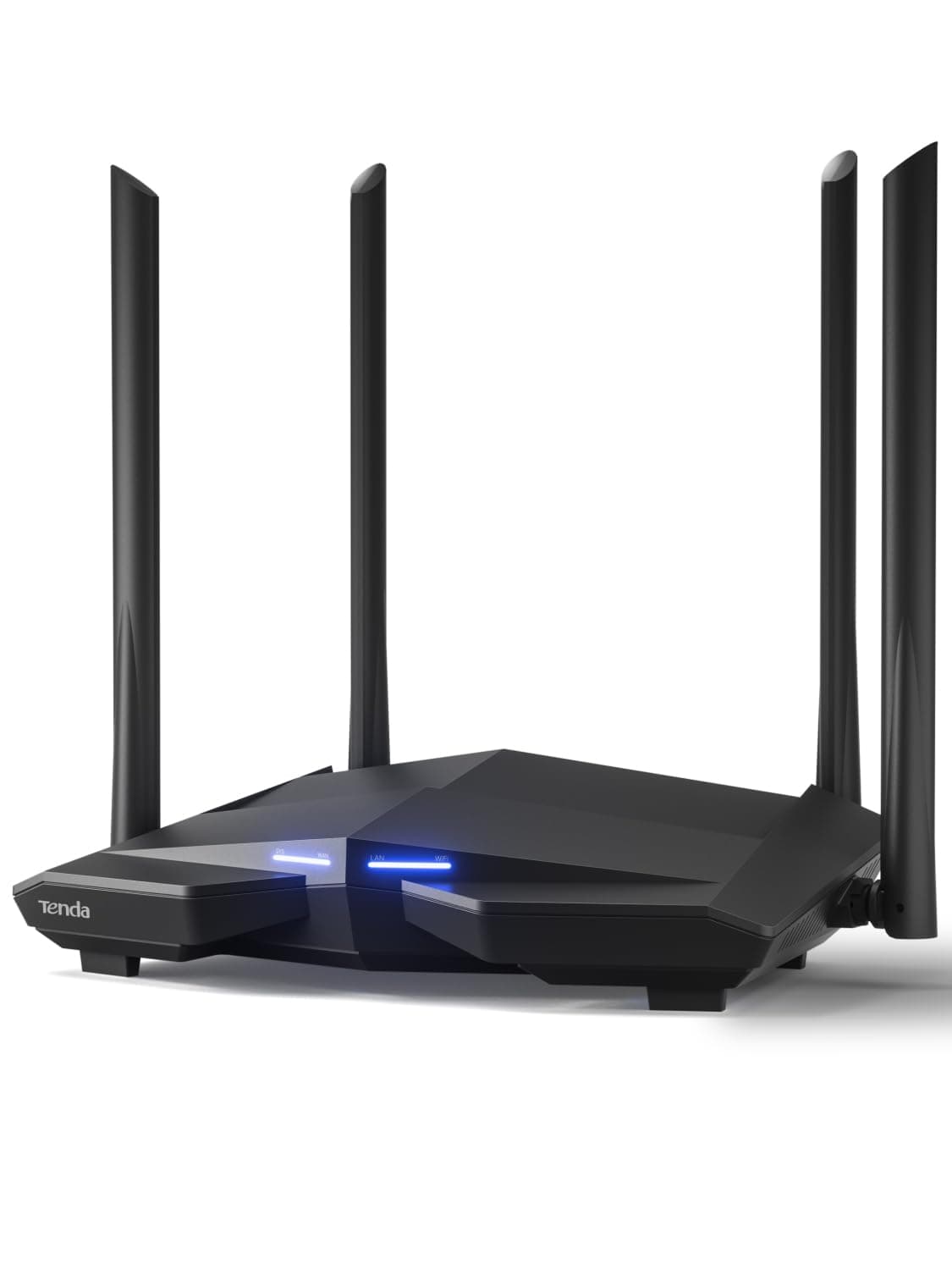 Tenda AC10 AC1200 Wireless Smart Dual-Band Gigabit WiFi Router, MU-MIMO, 4 Gigabit Ports, 867Mbps/5 GHz+ 300Mbps /2.4GHz, Support VPN Server, WiFi Schedule, (Black, Not a Modem)