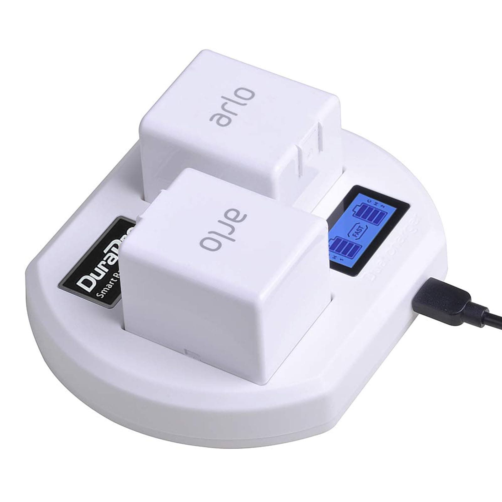 DuraPro Charging Station for Arlo Pro, Arlo Pro 2 & Arlo Go Camera Rechargeable Batteries (White)