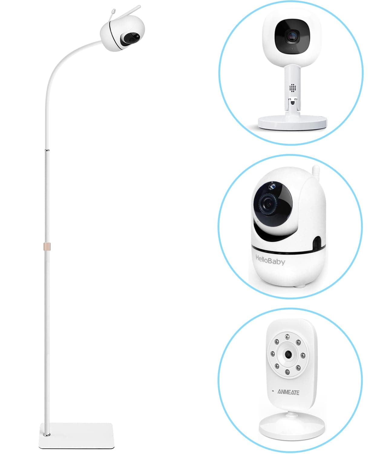 Adjustable Height Baby Monitor Floor Stand Holder for Hellobaby HB6560/HB6550 HB65/HB66/HB248 Baby Monitor and Also Compatible with The Nanit Pro Smart Monitor & Flex Stand