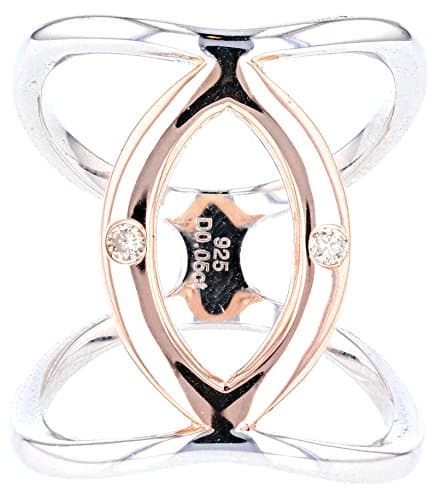 Eleganti Jewelry - Sterling Silver Diamond Open Ring - (0.05 cttw, I1-I2 Clarity)