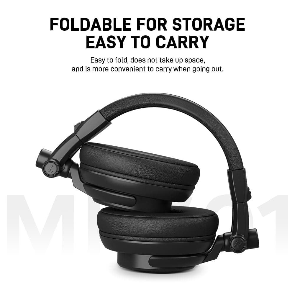 MAONO AU-MH601 Monitor Headphones, Wired Over-Ear Headphones, DJ Headphones, Sealed Type, Sound Insulation, Foldable, 2.0 inch (50 mm) Diameter Driver, 0.14 inch (3.5 mm) / 0.25 inch (6.35 mm) Plug,