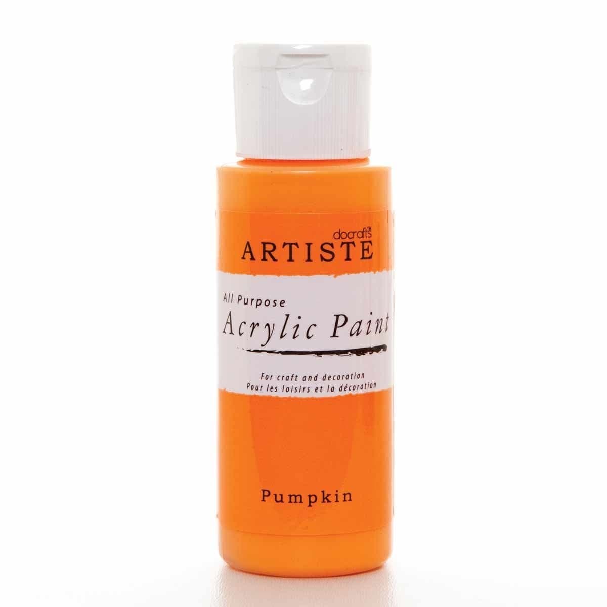 Artiste Acrylic Paint 59ml 2Oz Pumpkin, Quick-Drying Professional Art, Craft and Hobby Artists Paint, Vibrant Colour, Water-Based Paints Cover All Surfaces with Ease, Ideal for Travel Artists