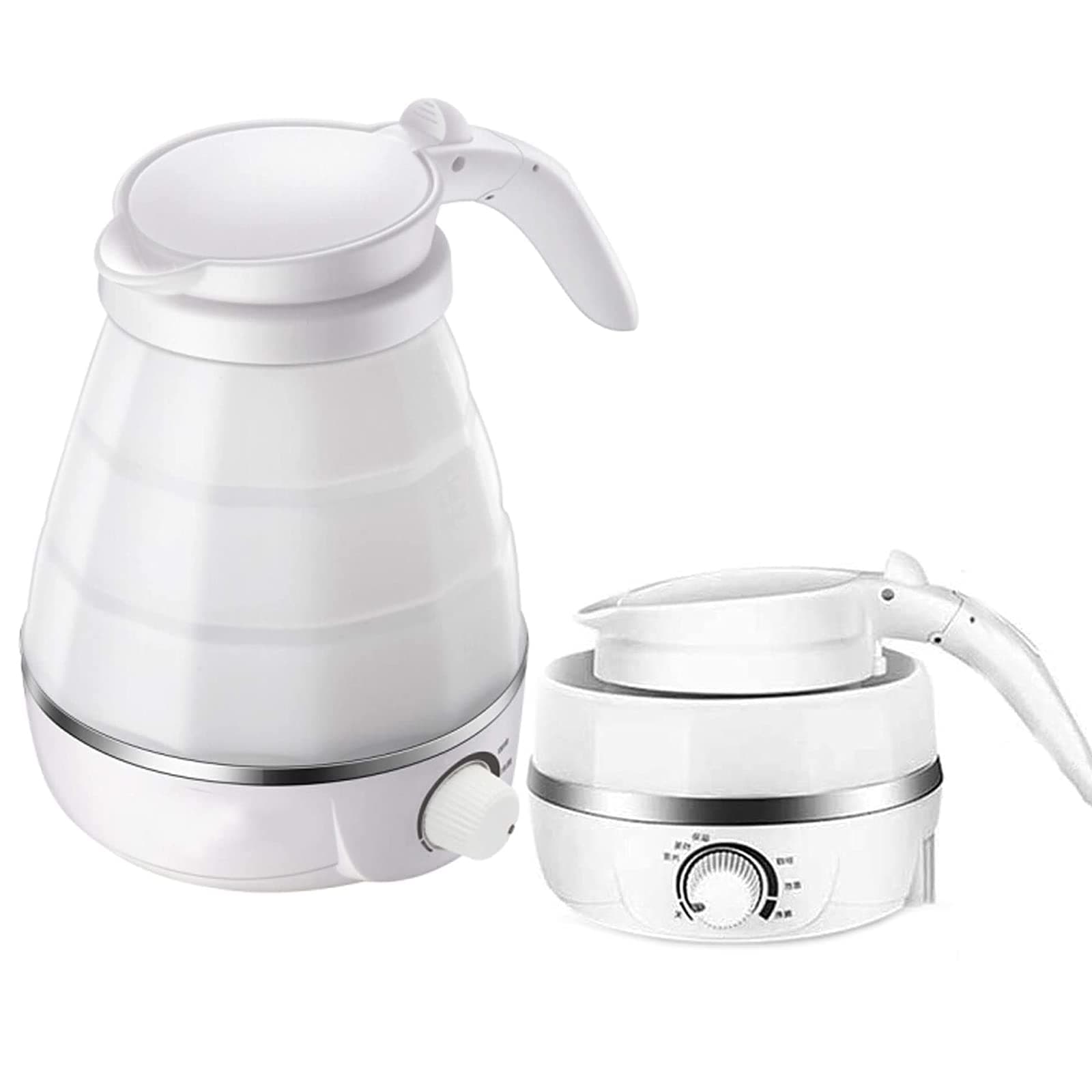 Portable Foldable Electric Kettle – Fast Water Boiling Food Grade Silicone Collapsible Kettle for Traveling– 600ML Capacity -Dual Voltage &Boil Dry Protection