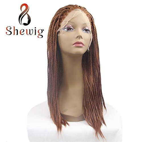 Braids Wig Chestnut Brown Box Braids Wig Synthetic Lace Front Wigs For Sale