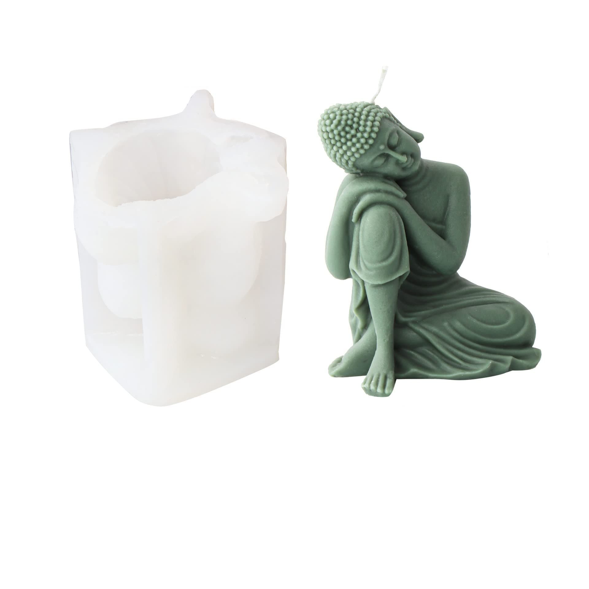 3D Buddha Candle Mold Buddha Statue Silicone Mold for Sculpture, Soy Wax Candle, Resin Art Crafts (A)