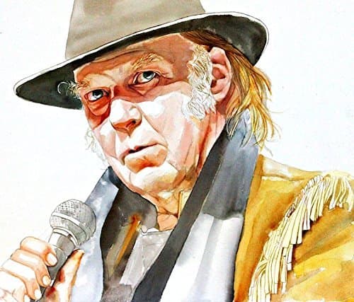Neil Young, ART print from original watercolor painting, watercolor portrait