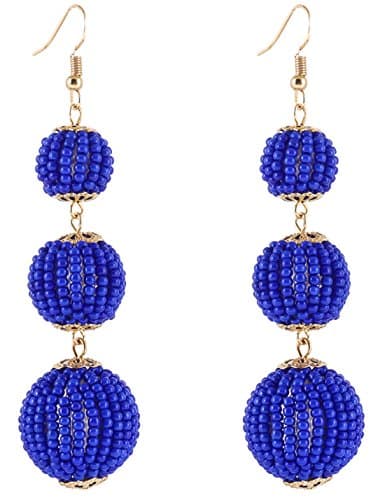 VK Accessories Thread Ball Dangle Earrings Thread Dangle Earrings Soriee Drop Earrings (bead ball blue)