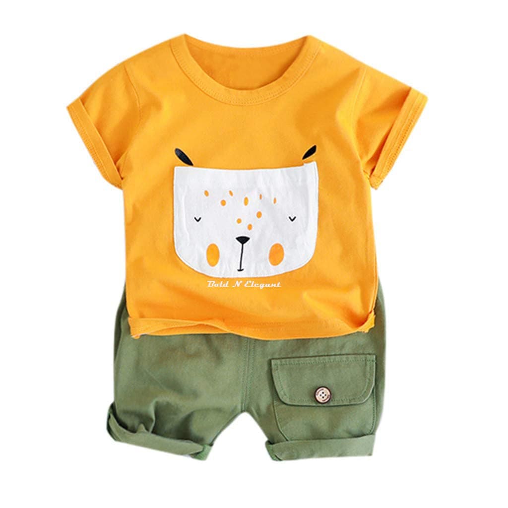 Unisex Child Cotton Solid - Be Bold Inside & Elegant Outside T-Shirt And Shorts Clothing Set