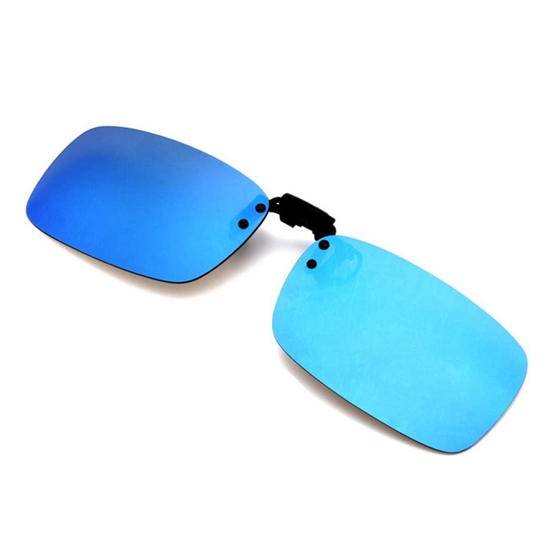 Polarized Clip-on Flip Up Metal Clip Rimless Sunglasses for Prescription Glasses (ICE BLUE MIRRORED LENS)