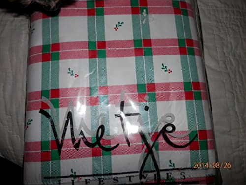 Vintage Red and Green Plaid Vinyl Tablecloth, 52" X 90" Tablecloth