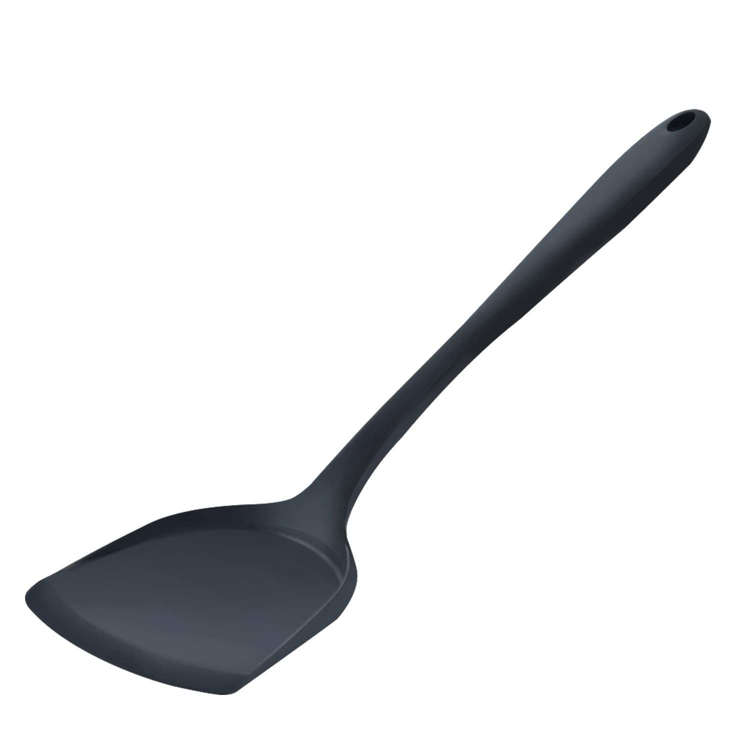 Heat Resistant Silicone Spatula/Spoonula Slotted Turner Non-Stick Wok Turner in Hygienic Solid Coating Cookware Kitchen Tools(Pack of 1 Black)