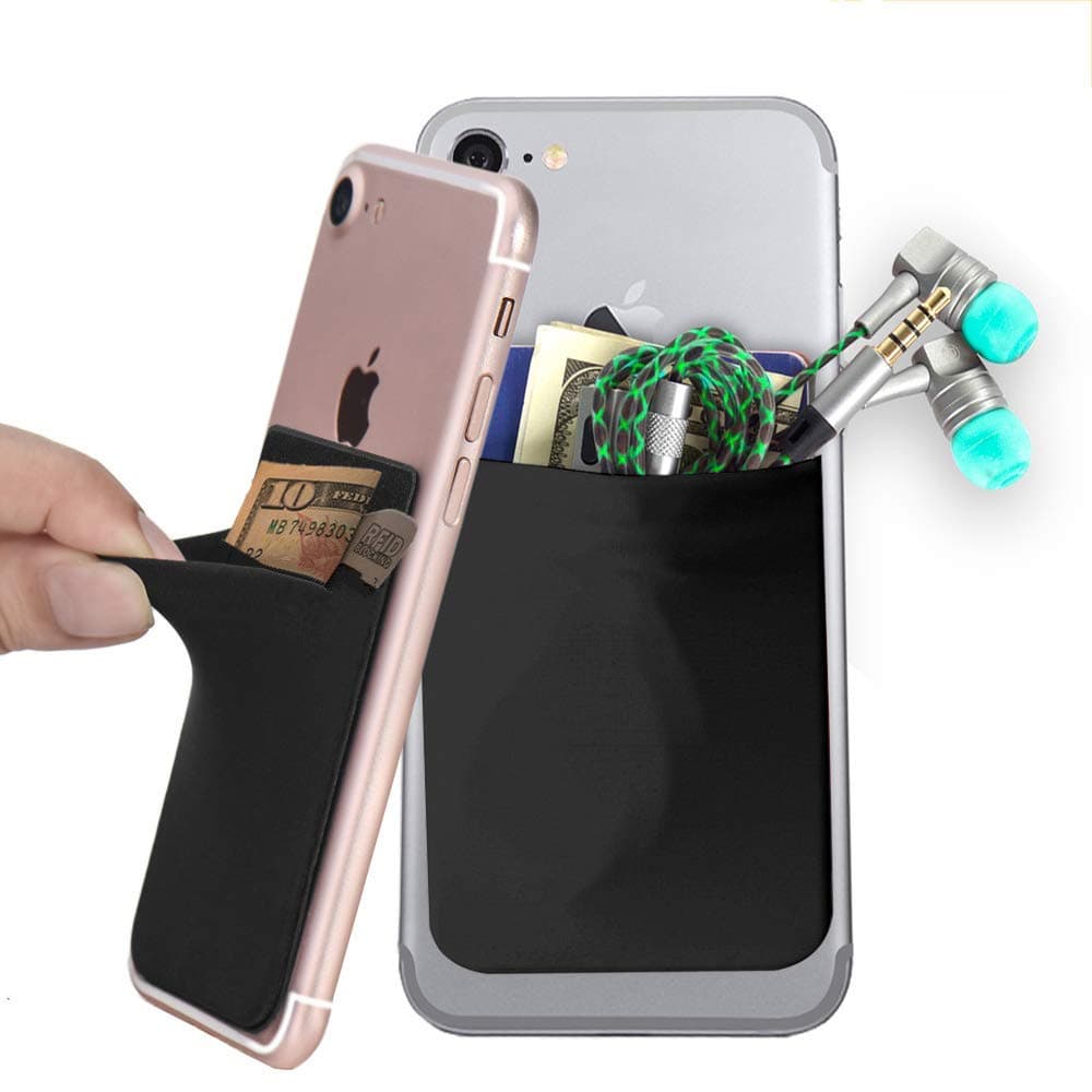 YMHML Slim Credit Card Holder for Back of Phone - All Cell Phone, Ultra Slim Lycra 3M Self Adhesive Phone Pocket Stick On Wallet for ID Credit Card Sleeves Pocket for iPhone Android Galaxy