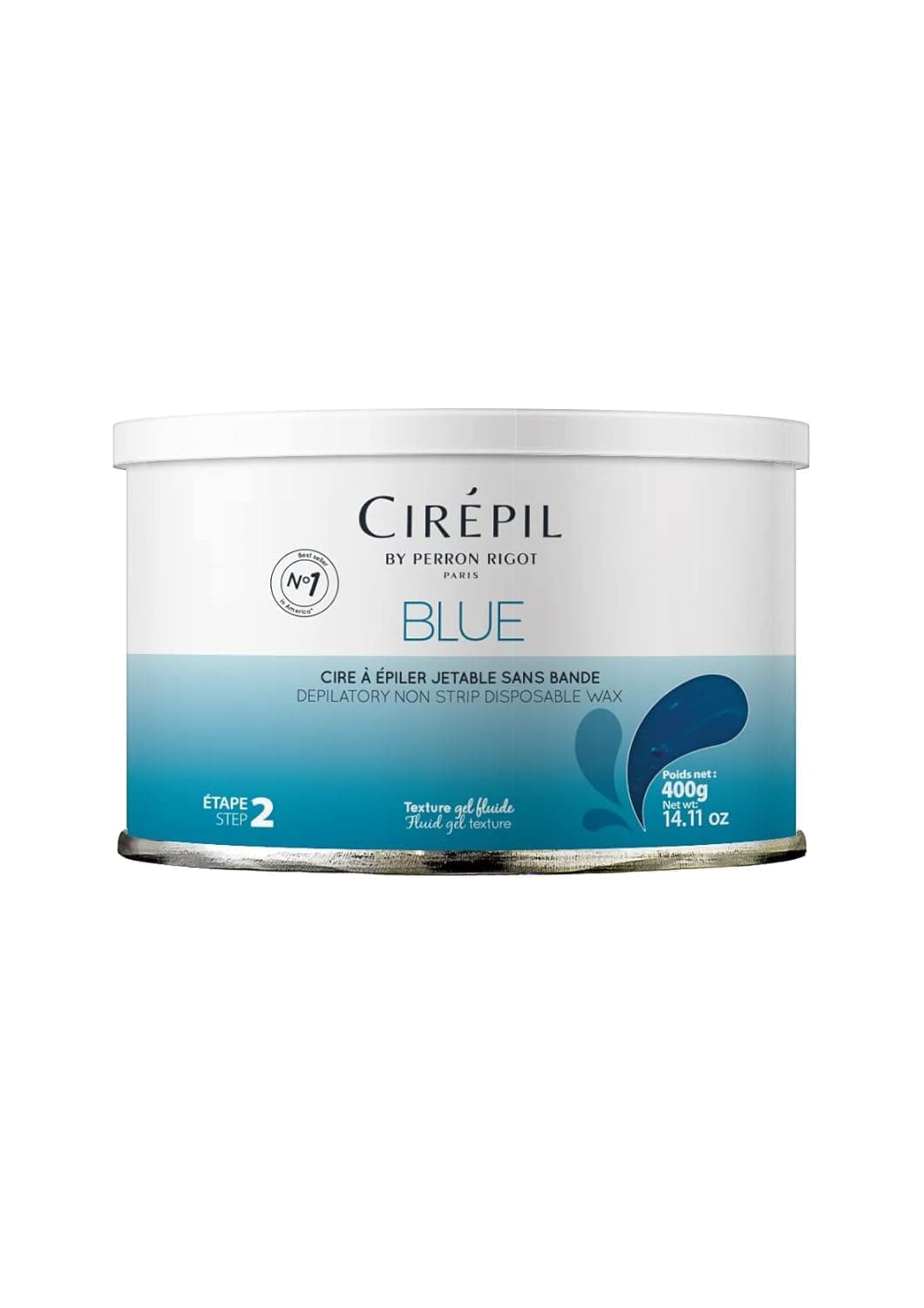 Blue - 400g / 14.11 oz Hard Wax Tin - Face & Body Wax, Unscented & No Strip Needed - Perfect for Sensitive Skin & Brazilian Waxing - Pre-Melted in Tin - Fluid Gel Texture, Easy Hair-Removal