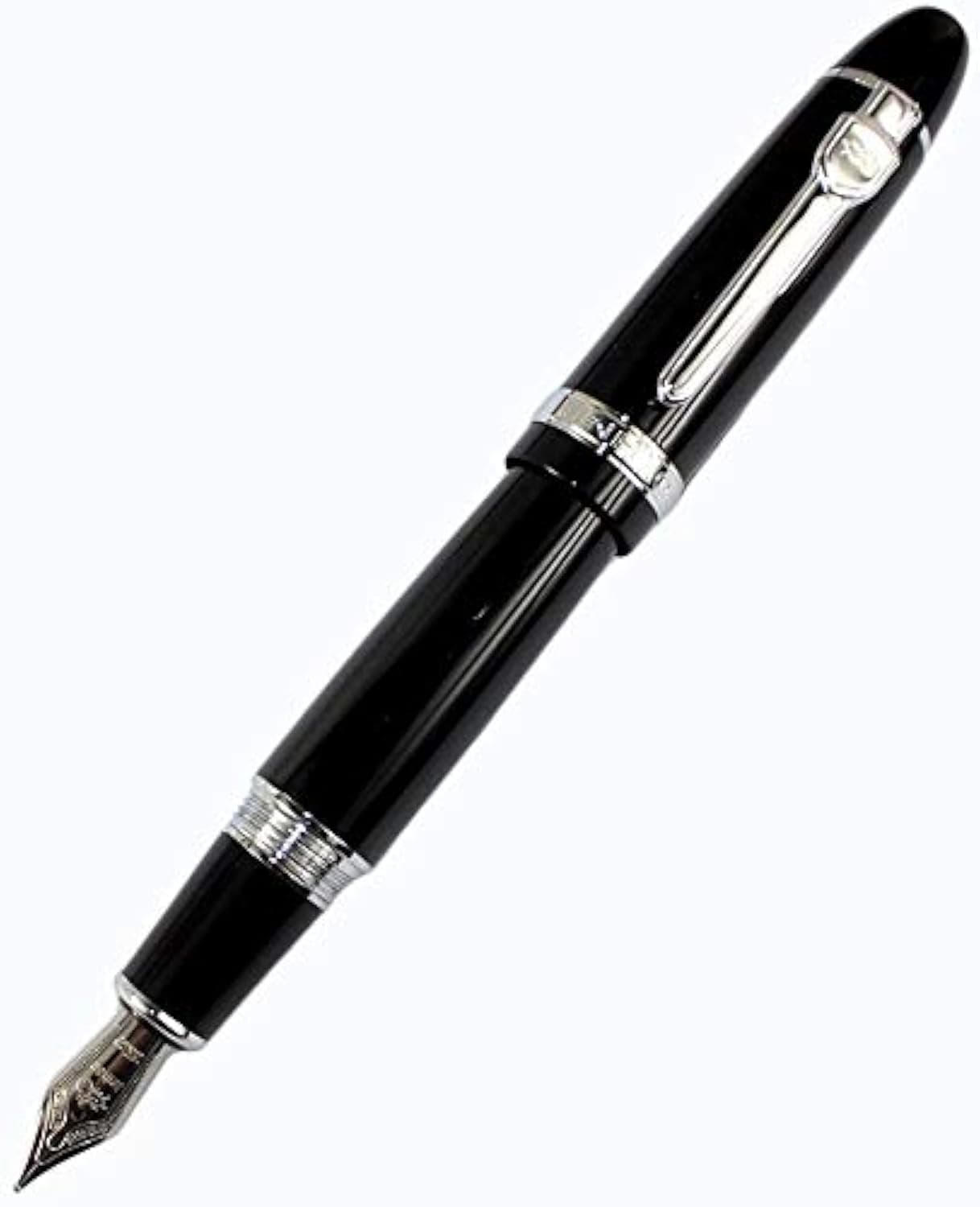 Advanced Fountain Pen 159 Black Bright with Silver Broad Nib