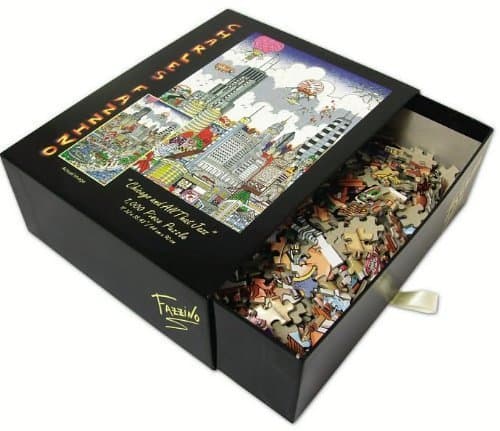 Charles FAZZINO Chicago and All That Jazz Glitter Puzzle 1000 Piece Puzzle (Size 17.32" X 35.43")