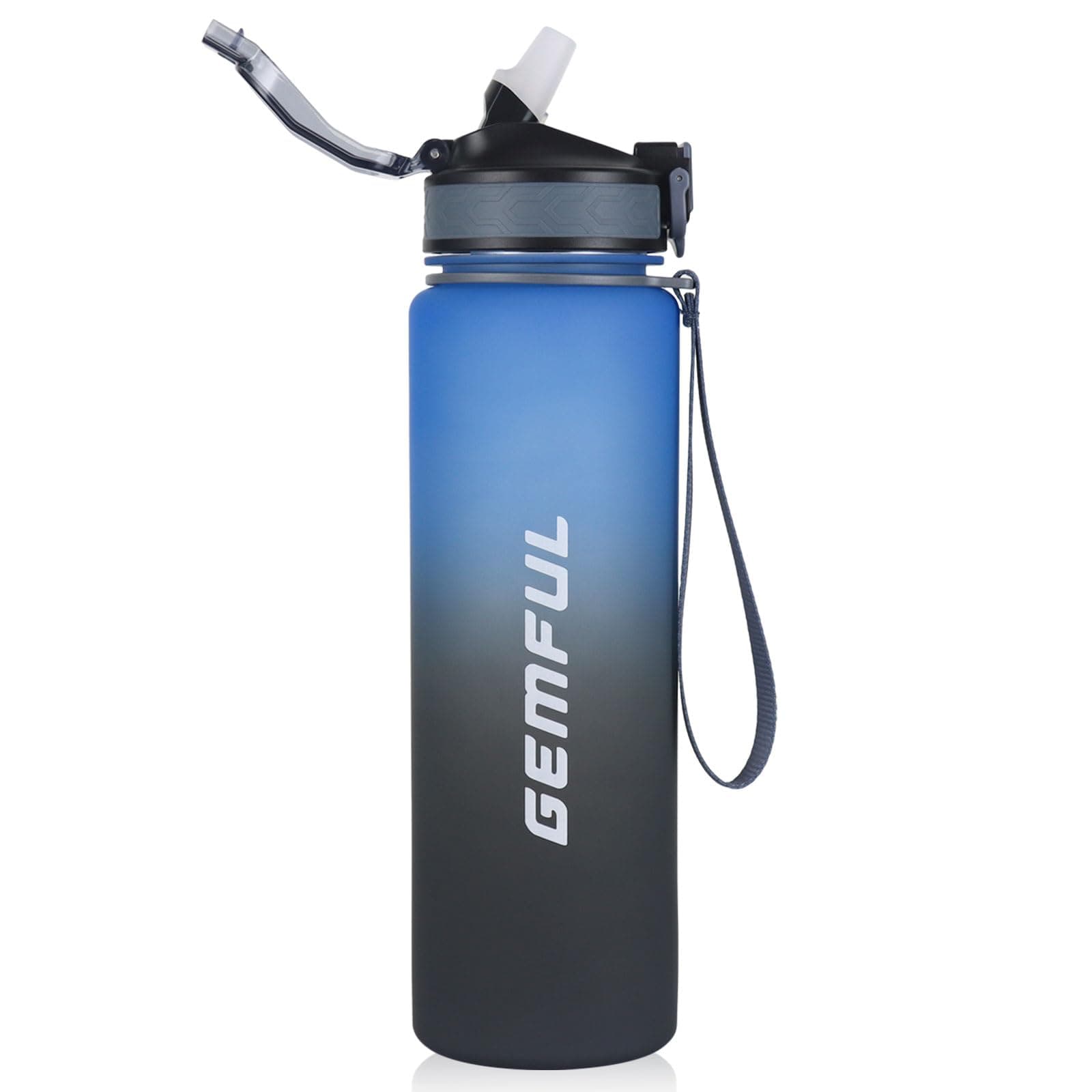 GEMFUL Motivational Water Bottle Portable 1000ml Hydration Tracker for Daily Water Intake for School Boys Girls Blue
