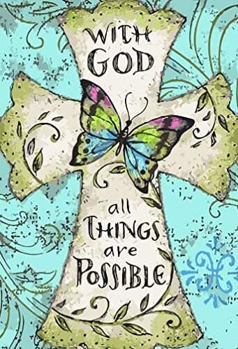 BYAMD Paint by Numbers Kit All Things are Good Cross 16 x 20 inch Canvas DIY Oil Painting for Kids and Adults Beginner with Brushes and Acrylic Paints